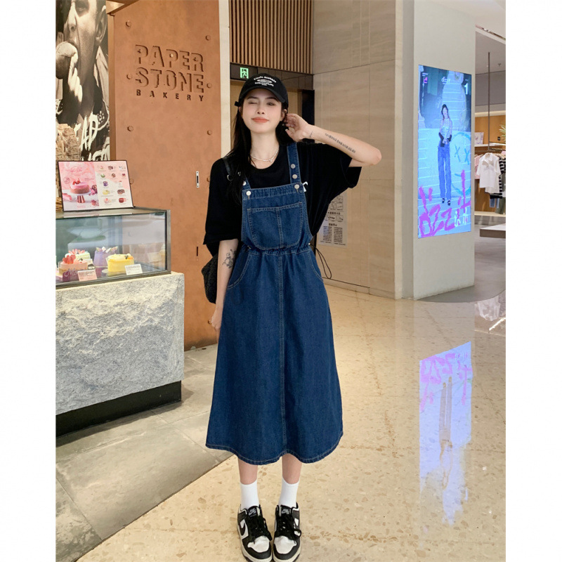 デニムセットアップ デニムサロペットスカートセットアップ風コーデ