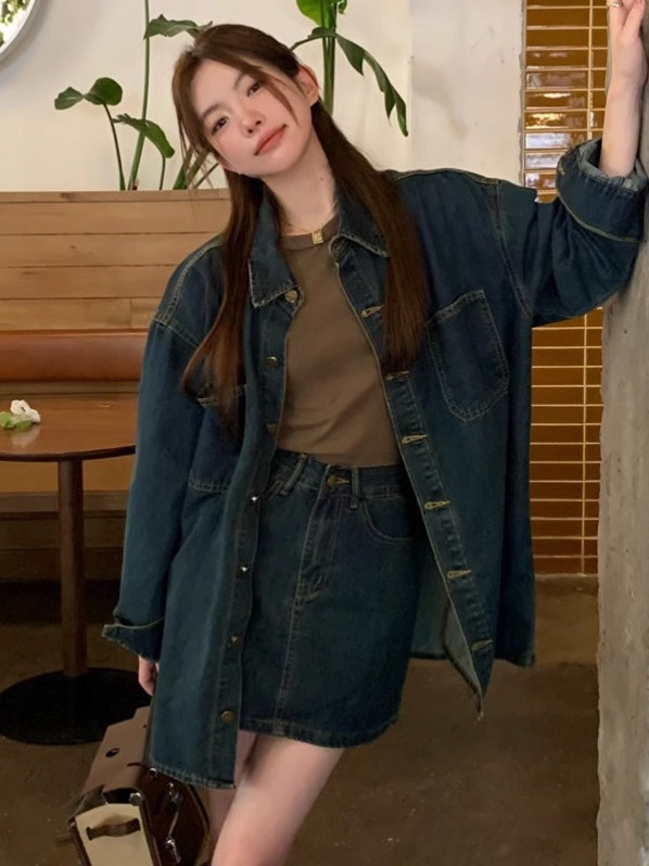 デニムセットアップ ゆったりシルエットデニムセットアップ