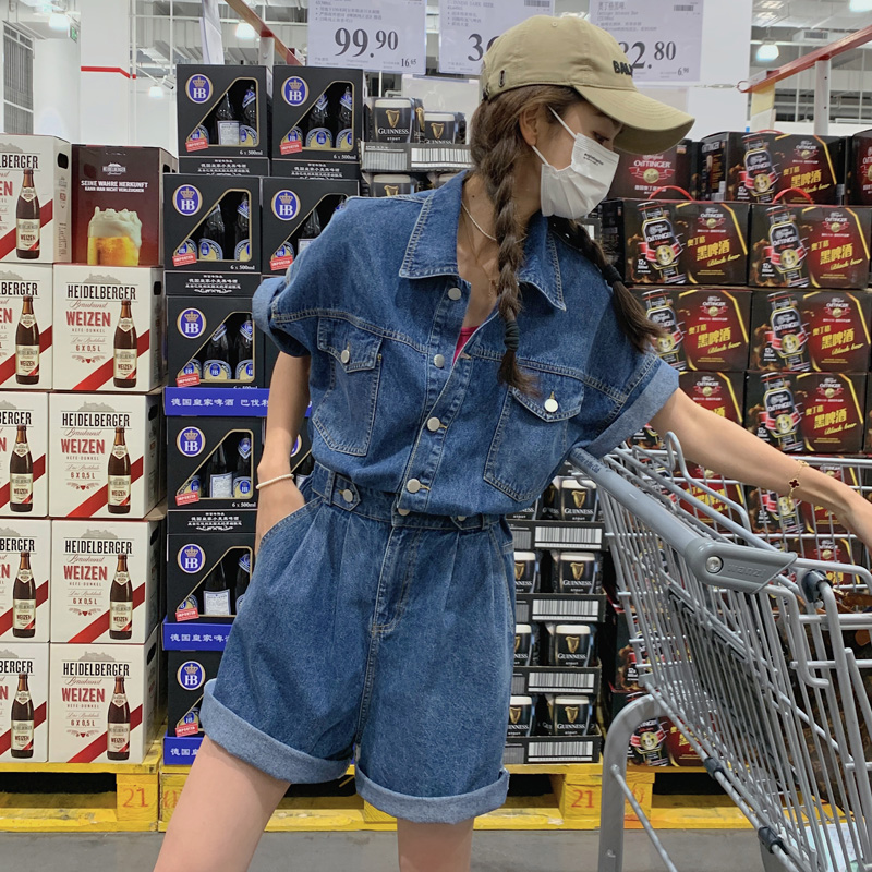 デニムセットアップ ゆったりくつろぎデニムオーバーオール