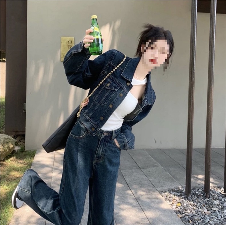 デニムセットアップ ゆったりシルエット ジージャン セットアップ 上下セット