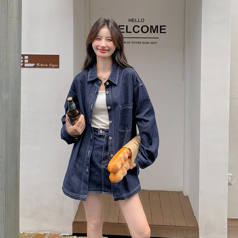 デニムセットアップ ゆったりシルエットデニムシャツセット