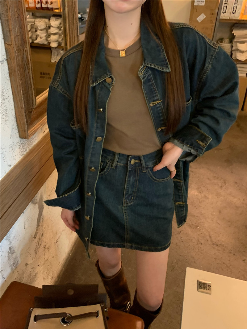 デニムセットアップ ゆったりシルエットデニムセットアップ