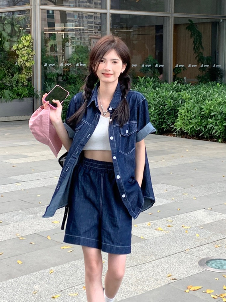 デニムセットアップ ゆったりシルエット デニムシャツセット