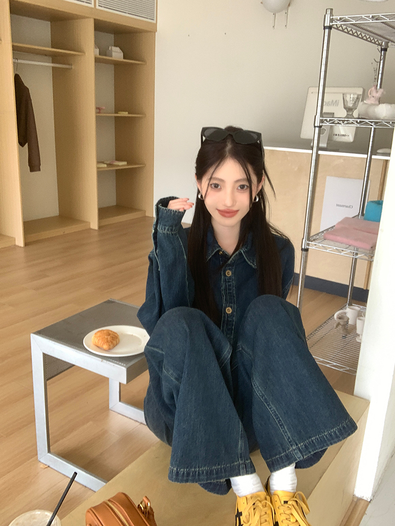 デニムセットアップ ゆったりクラシック デニムセットアップ