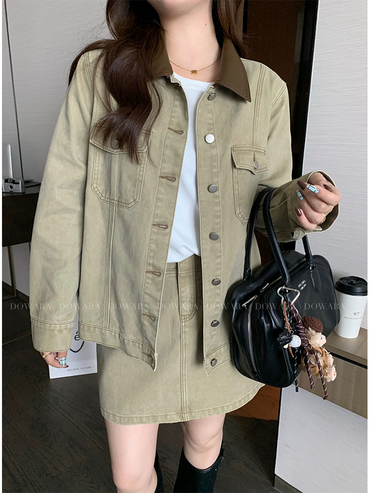 デニムセットアップ シンプル上品ジャケット＆スカート