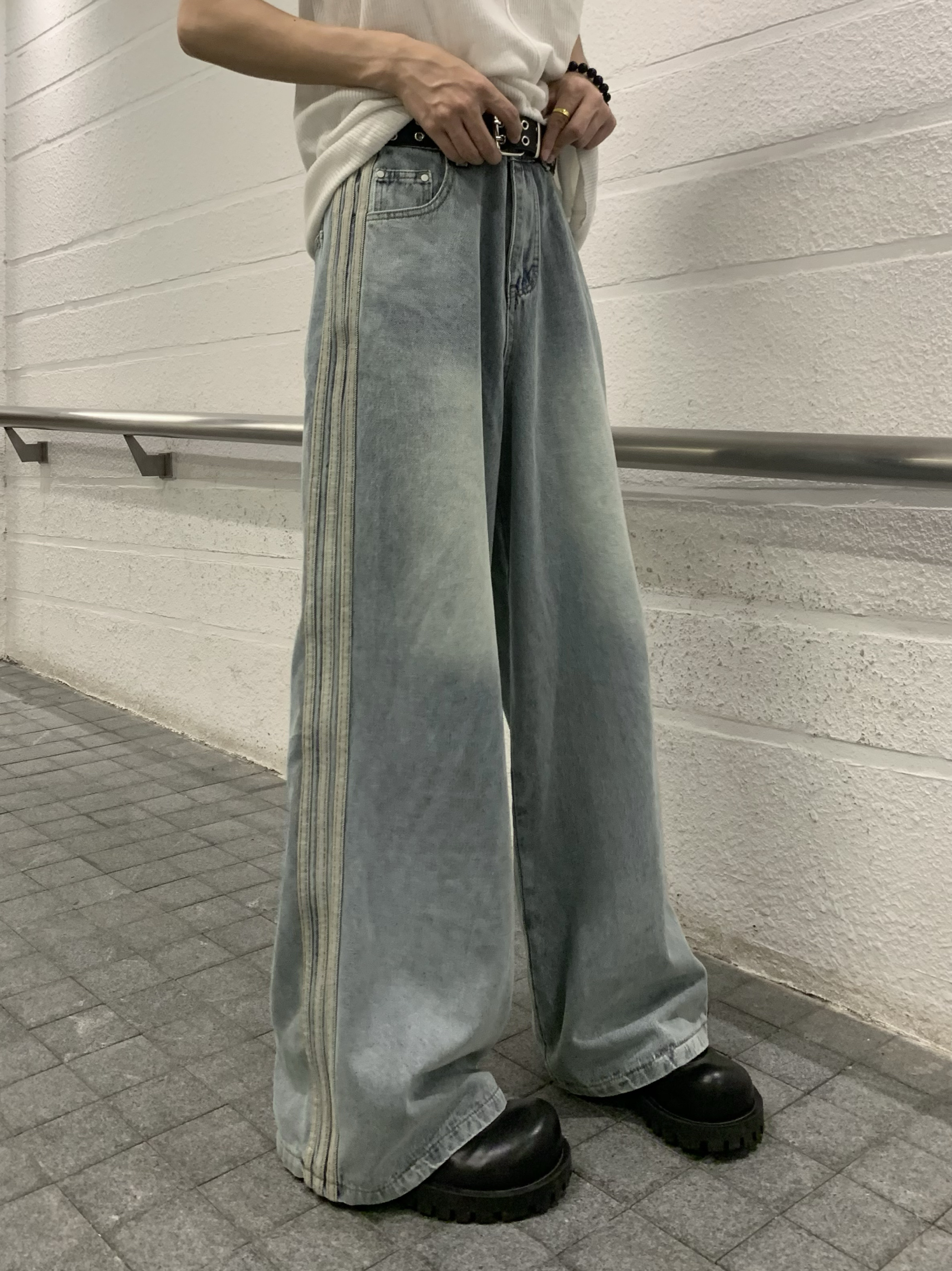 デニムセットアップ ゆったり半袖デニムセットアップ