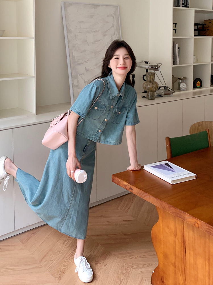 デニムセットアップ さわやか春夏セパレートスカート
