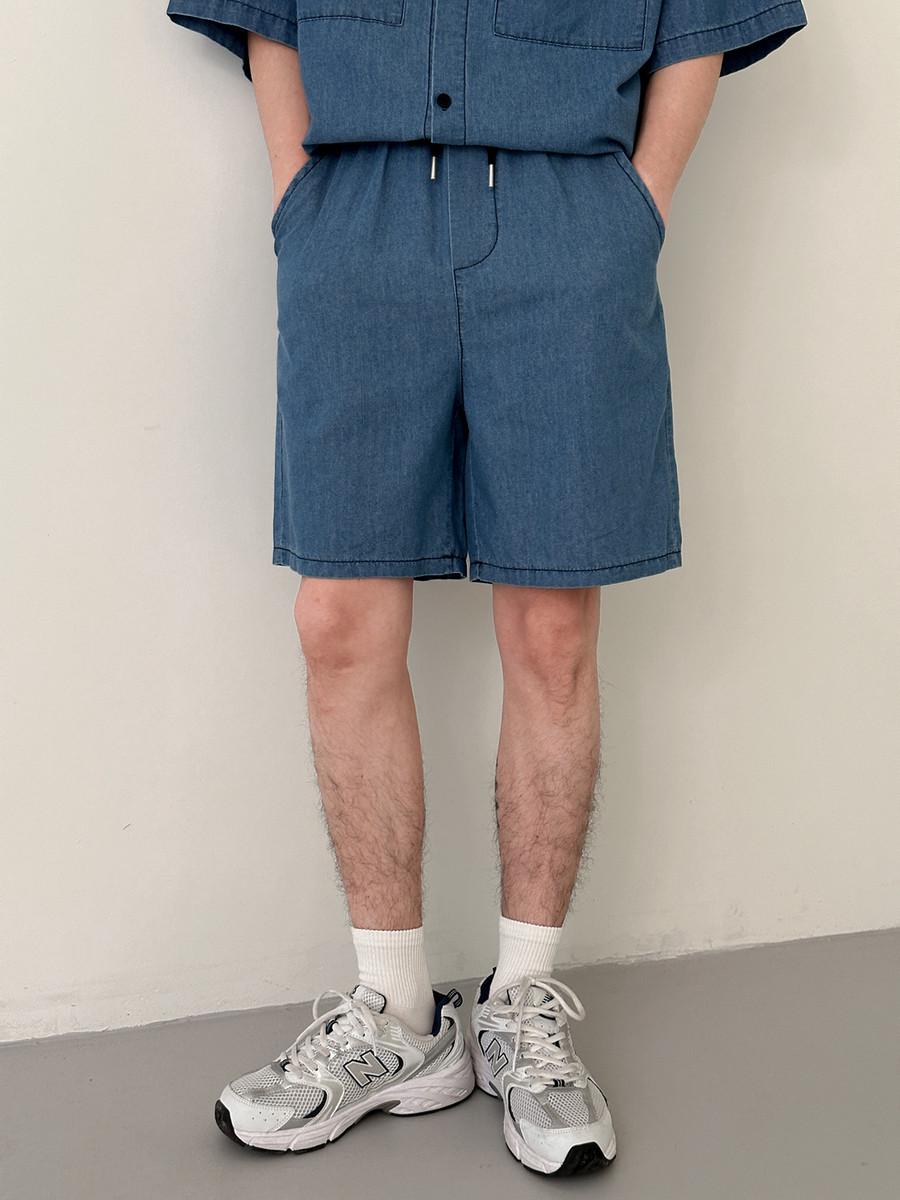 デニムセットアップ ゆったり半袖デニムセットアップ