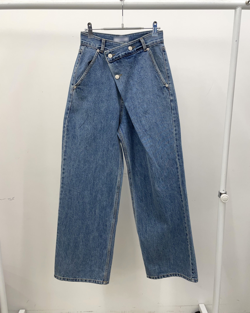 レディースジーンズパンツ ゆったりシルエット デニムワイドパンツ