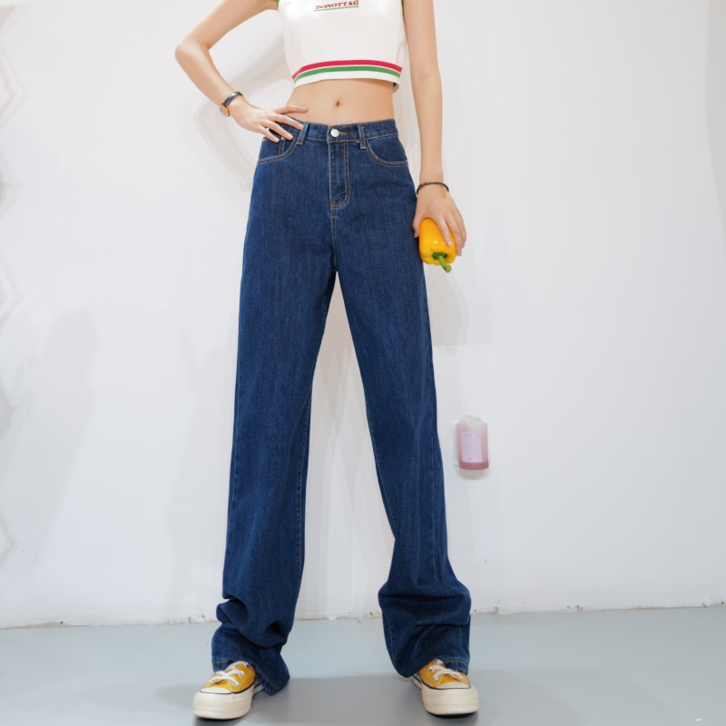 レディースジーンズパンツ ゆったりシルエット美脚デニムパンツ