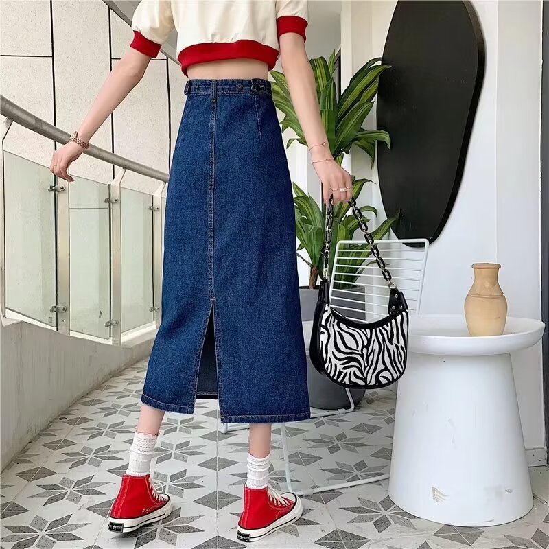 レディース ジーンズ すっきりシルエット ロングデニムスカート