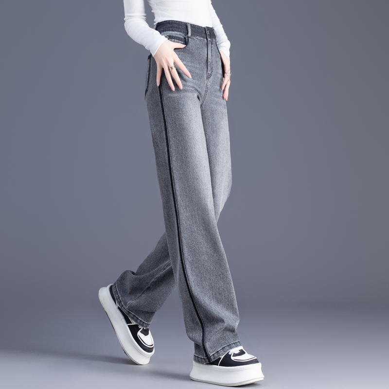 レディースジーンズパンツ ゆったりシルエット美脚デニム