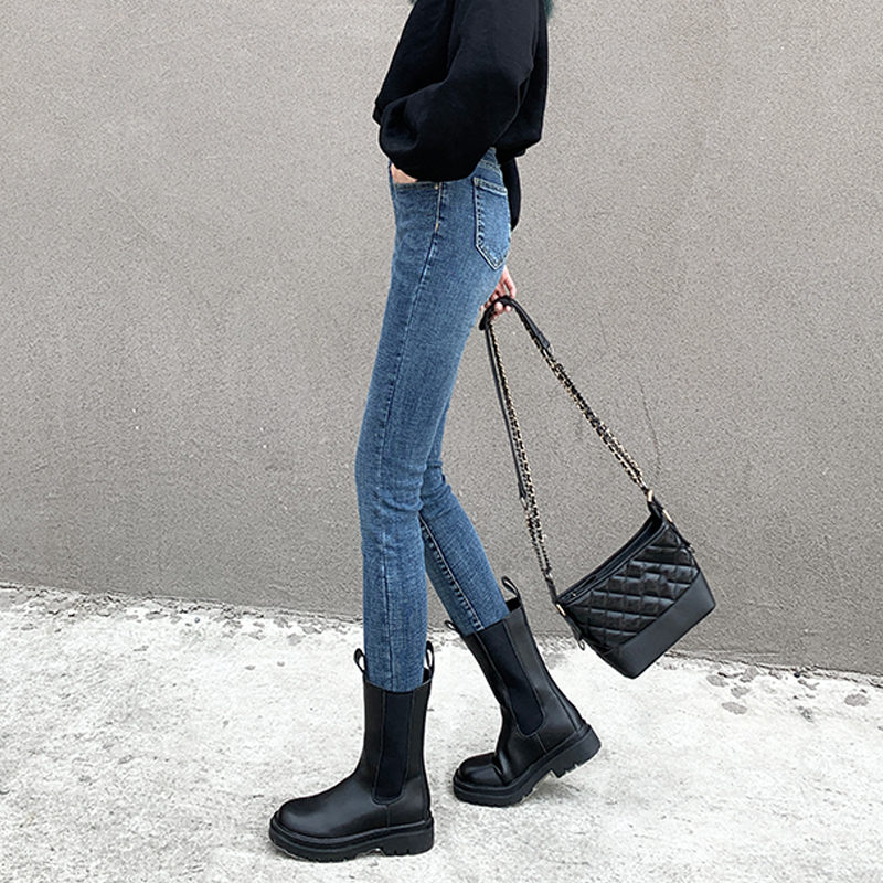 レディース ジーンズ 美脚効果抜群ハイウエスト細身デニムパンツ