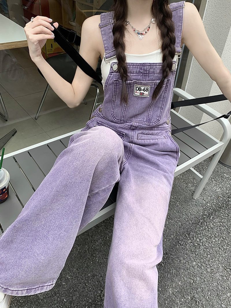 レディースジーンズパンツ かわいい系ゆったりデニムサロペット