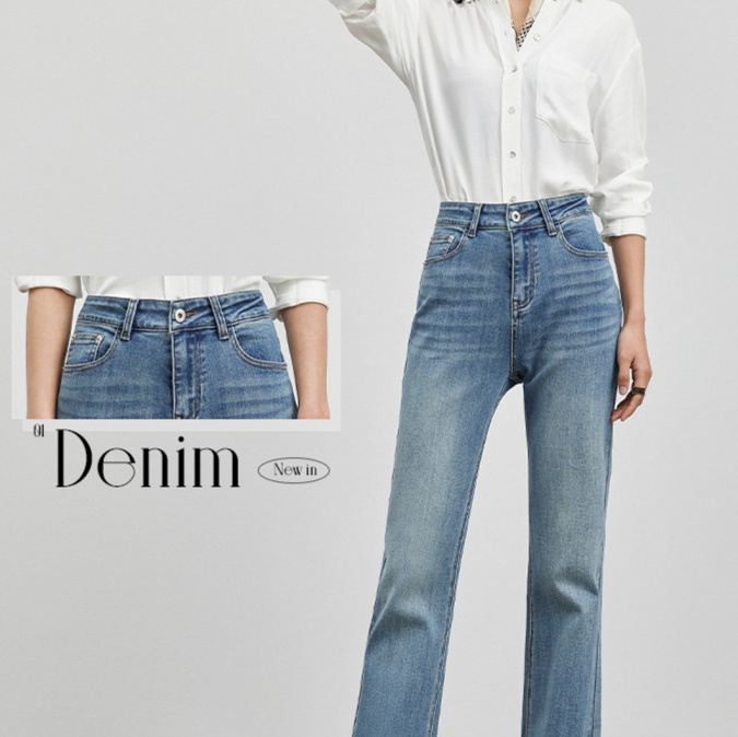 レディースジーンズパンツ　ストレート美脚デニムパンツ
