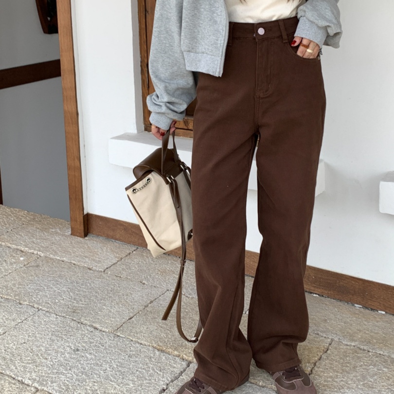 レディースジーンズパンツ ゆとりシルエットデニムパンツ