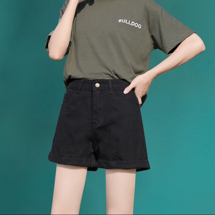 レディースジーンズパンツ シンプルカジュアルロールアップショーツ