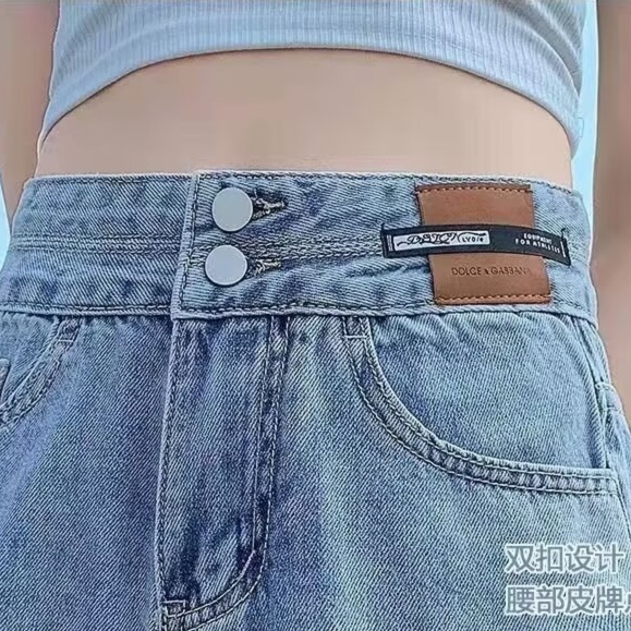 レディースジーンズパンツ フロントダブルボタン デニムショートパンツ