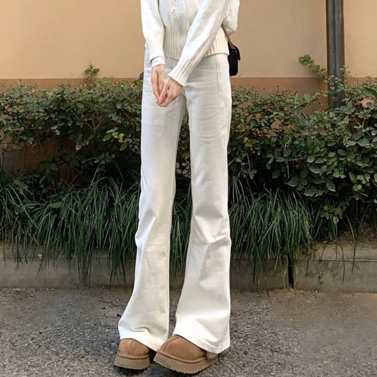 レディースジーンズパンツ 美シルエット フレアデニムパンツ