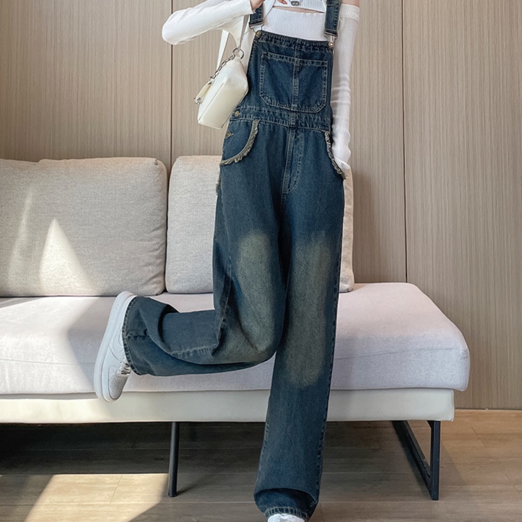 カジュアルストレートデニムサロペット