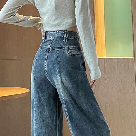 レディースジーンズパンツ ゆったりルーズワイドデニムパンツ