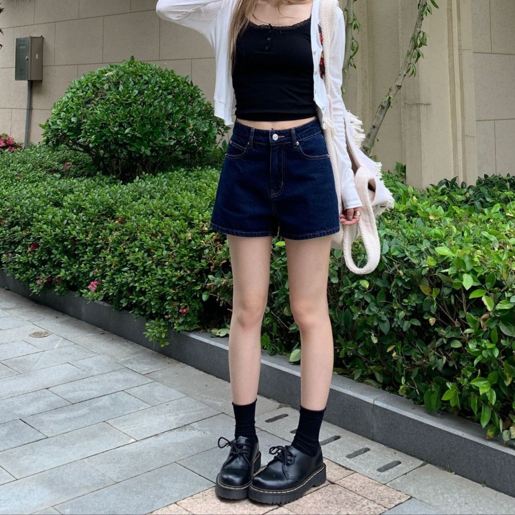 レディースジーンズパンツ ウエストすっきりデニムショートパンツ