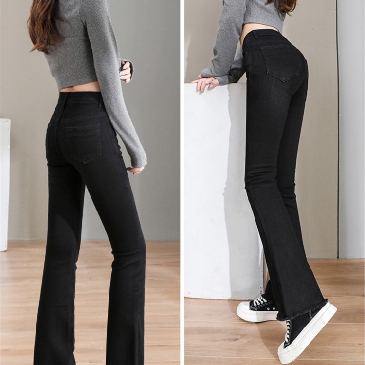 レディースジーンズパンツ ストレッチ美脚フレアデニムパンツ