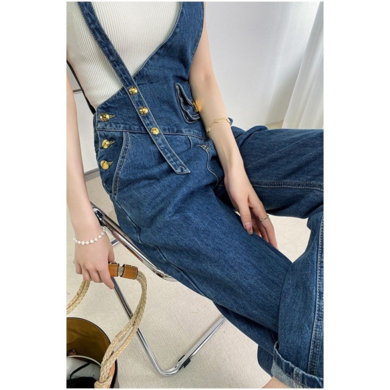 レディースジーンズパンツ クラシカル デニムサロペット
