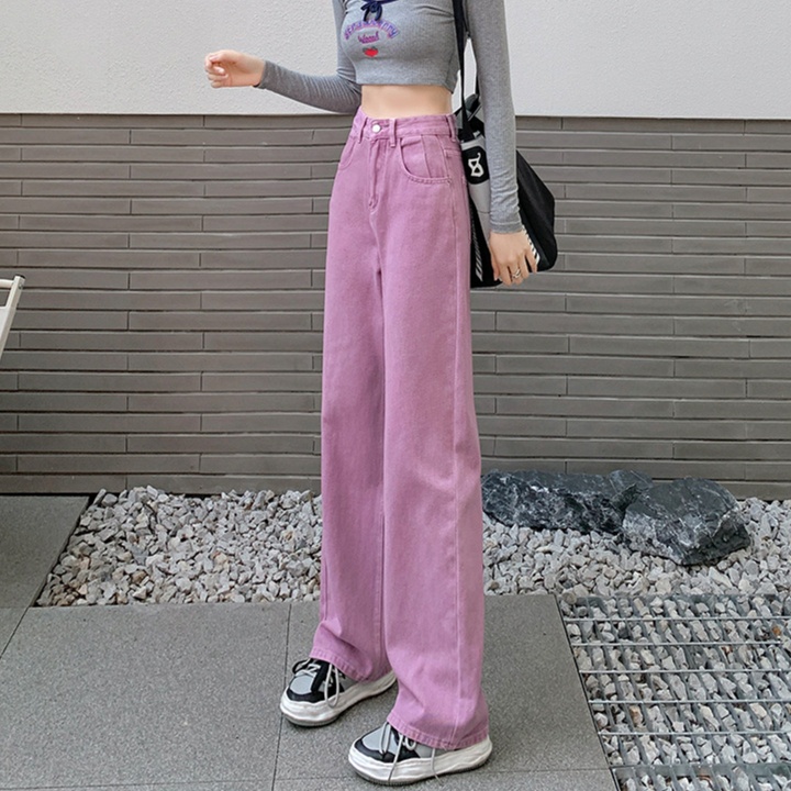 レディースジーンズパンツ レトロポップなハイウエストストレートデニム