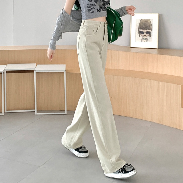 レディースジーンズパンツ レトロポップなハイウエストストレートデニム
