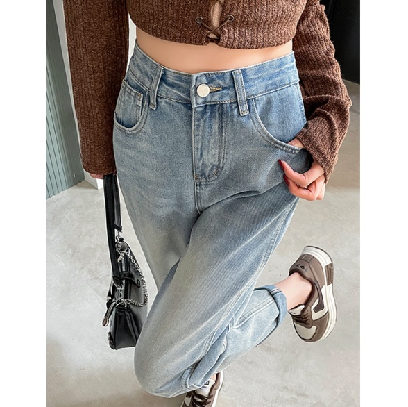 レディースジーンズパンツ シンプルストレートデニム