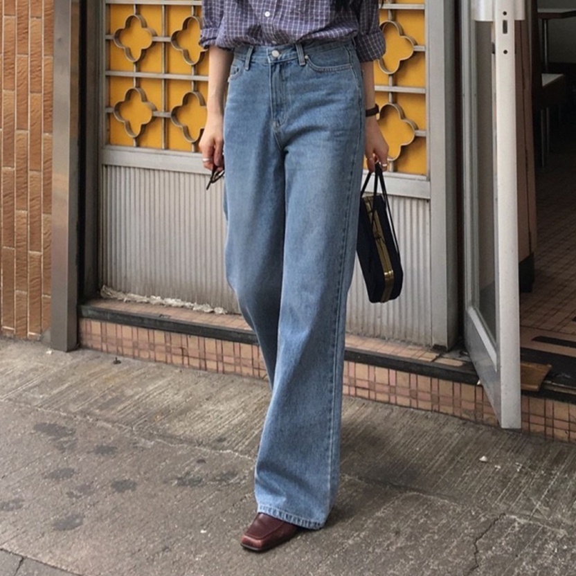 レディースジーンズパンツ ゆったりシンプルデニムパンツ