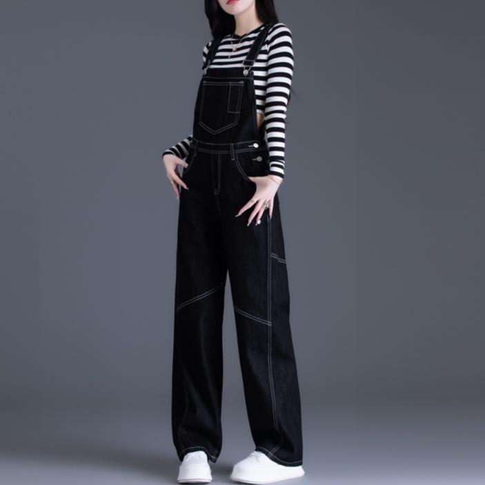 レディースジーンズパンツ シンプル大人カジュアルデニムサロペット