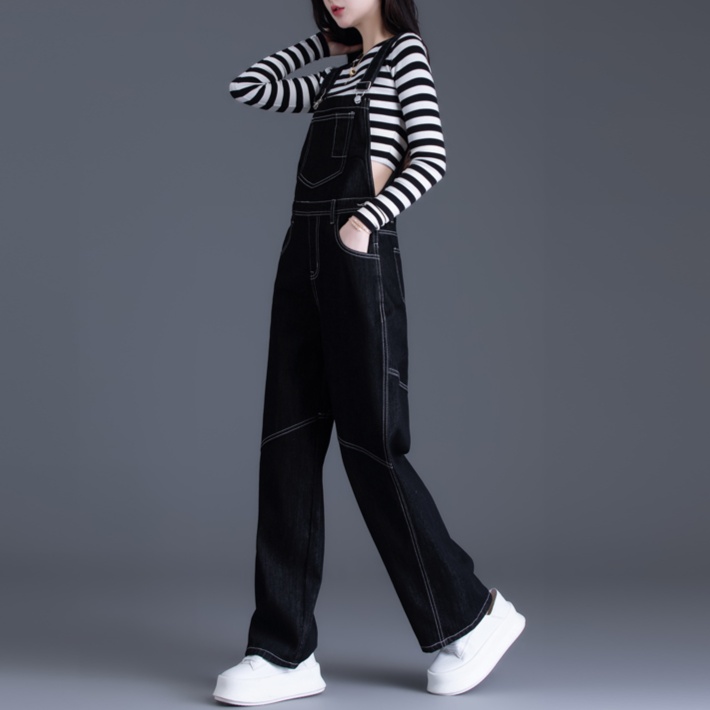 レディースジーンズパンツ シンプル大人カジュアルデニムサロペット