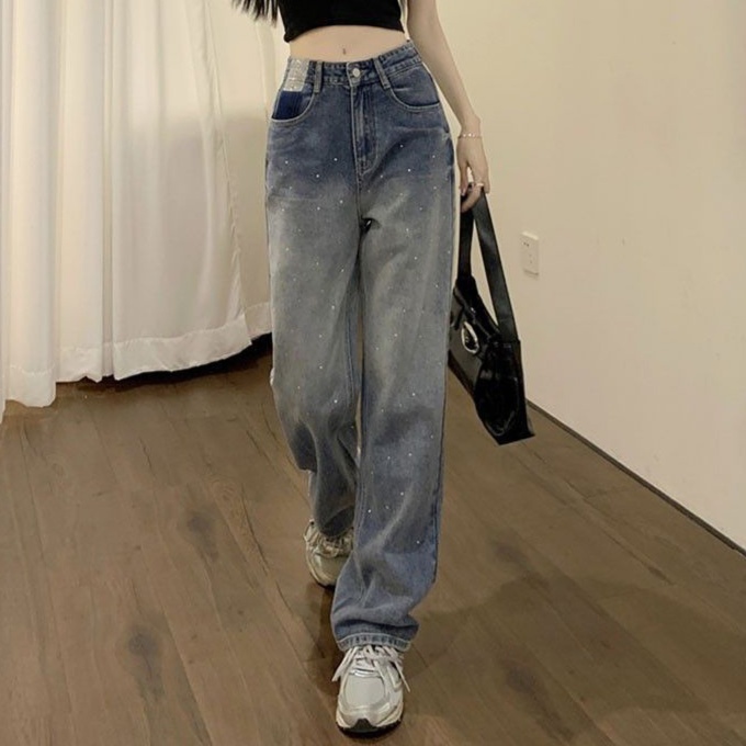 レディースジーンズパンツ キラキラストーンデニム