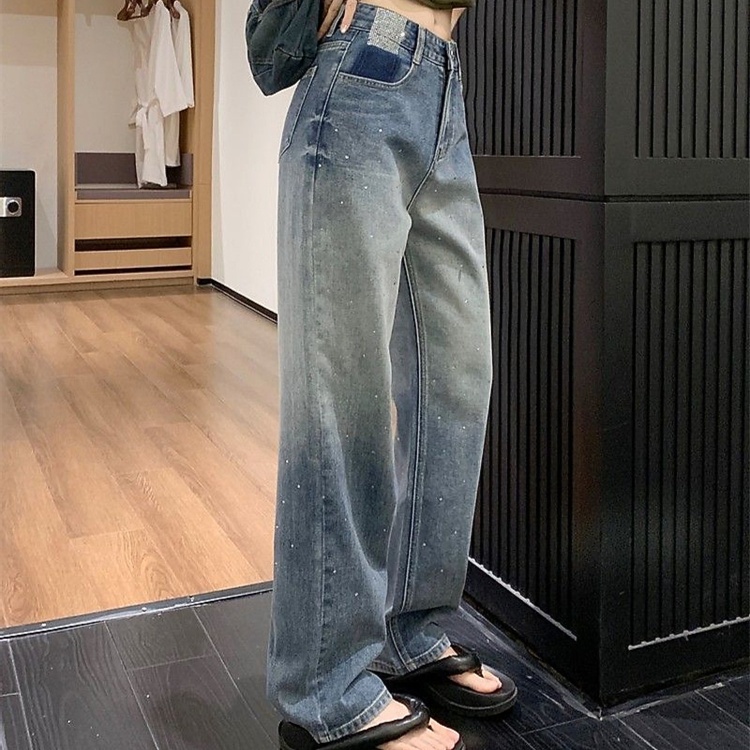 レディースジーンズパンツ キラキラストーンデニム