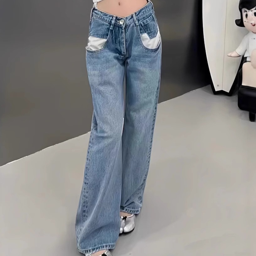 レディースジーンズパンツ サテンポケットデニム
