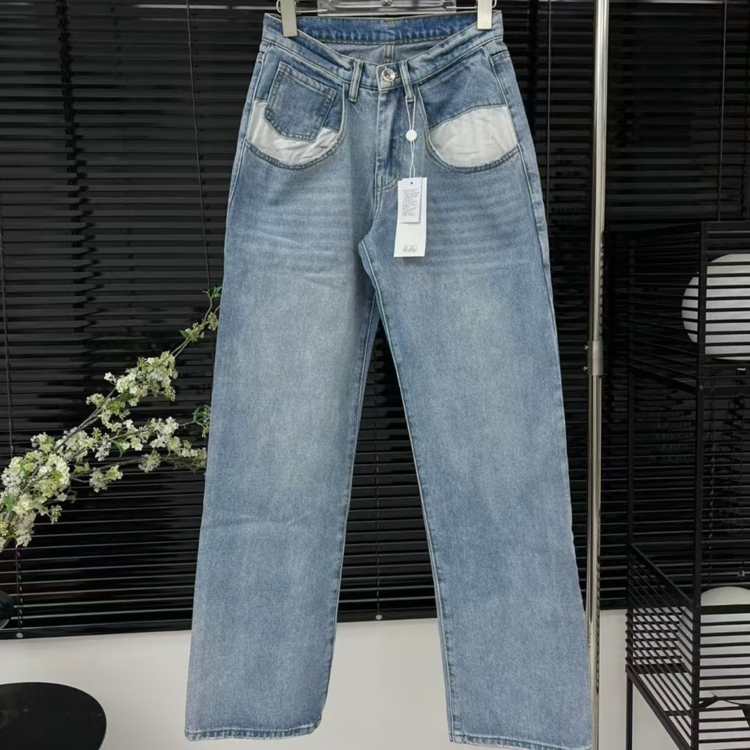レディースジーンズパンツ サテンポケットデニム