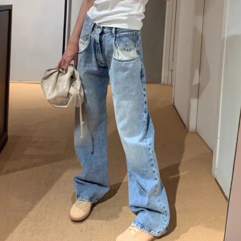 レディースジーンズパンツ サテンポケットデニム