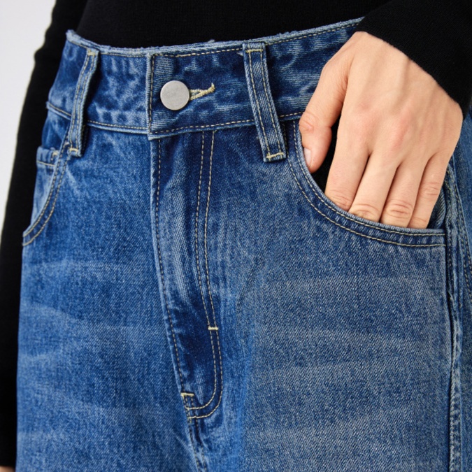 レディースジーンズパンツ バレルレッグデニムパンツ