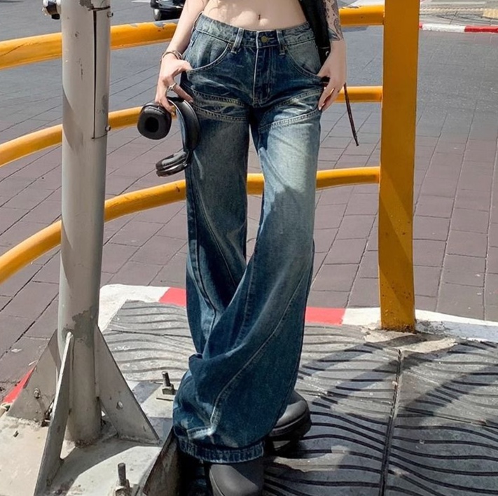 レディースジーンズパンツ ワイドデニムパンツ