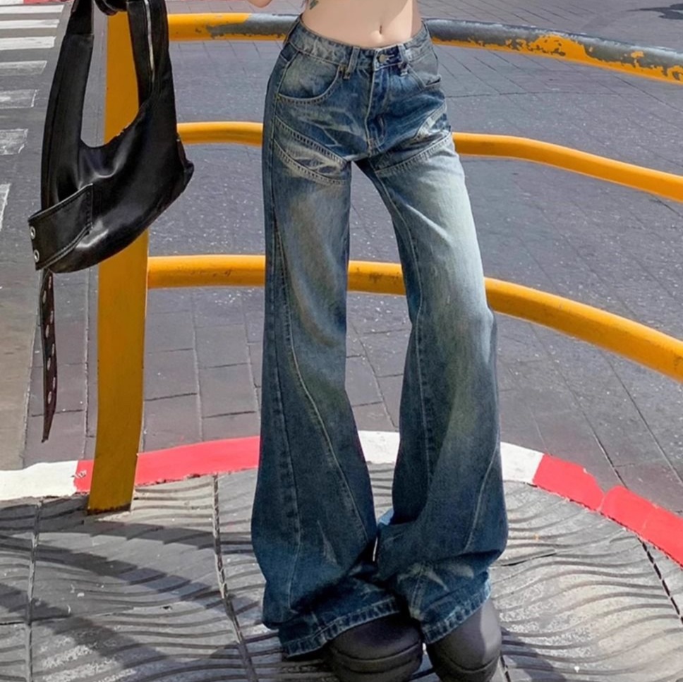 レディースジーンズパンツ ワイドデニムパンツ