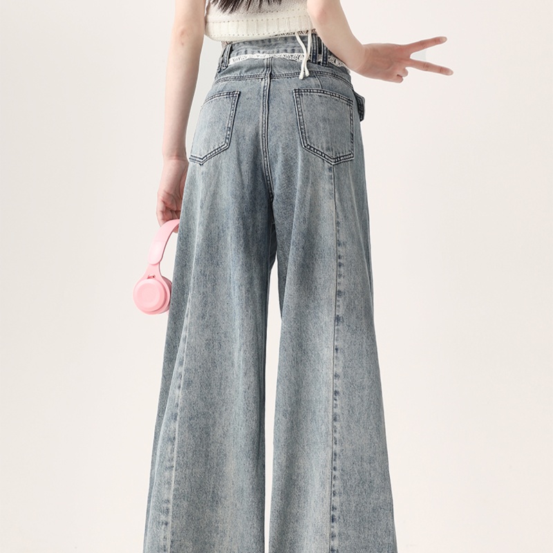 レディースジーンズパンツ ふんわり優美なプリーツデニムパンツ