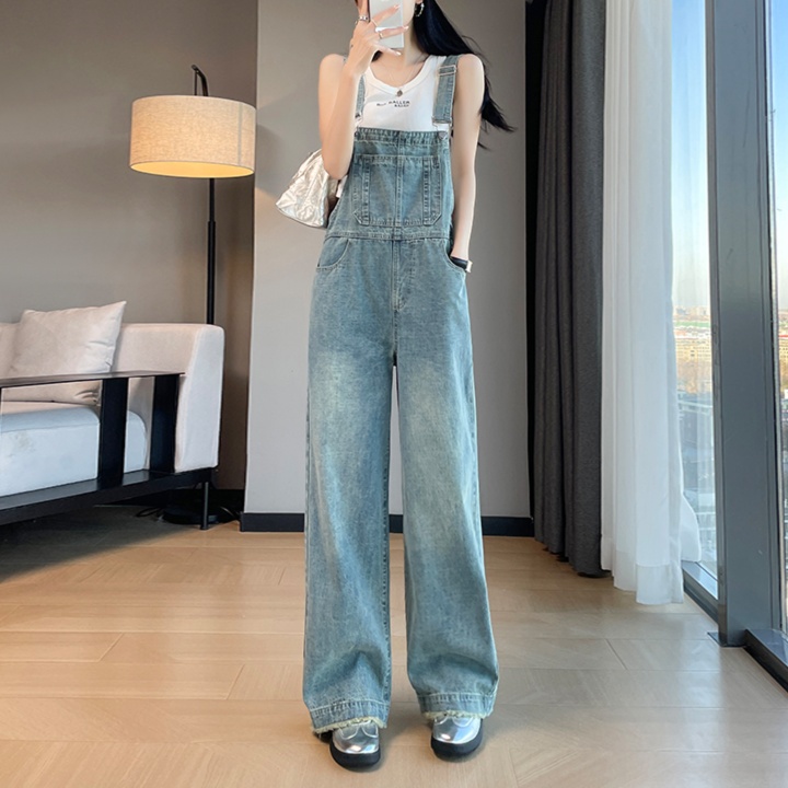 レディースジーンズパンツ ゆったりシルエット デニムサロペット