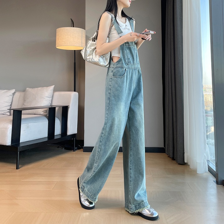 レディースジーンズパンツ ゆったりシルエット デニムサロペット