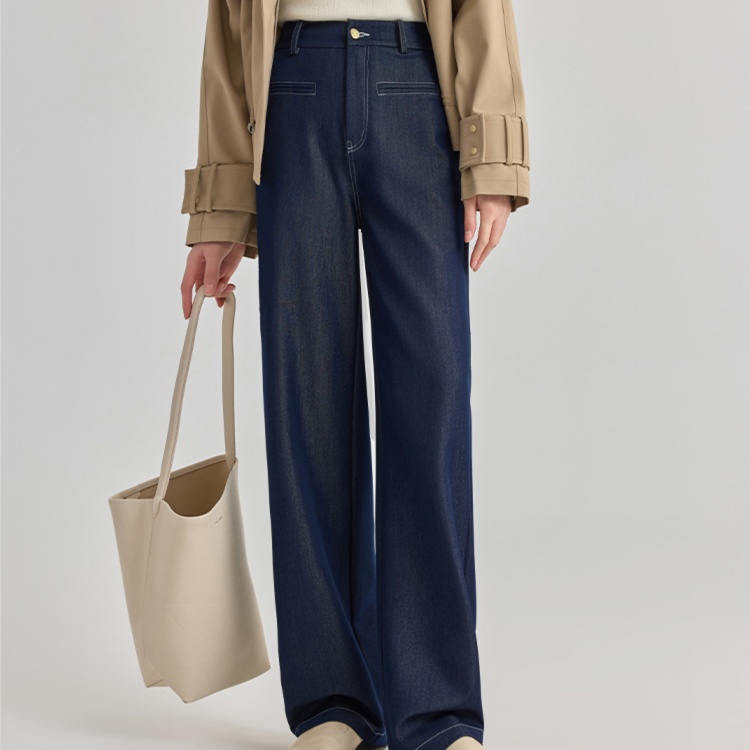レディースジーンズパンツ 贅沢シルエット ゆったりストレートデニム