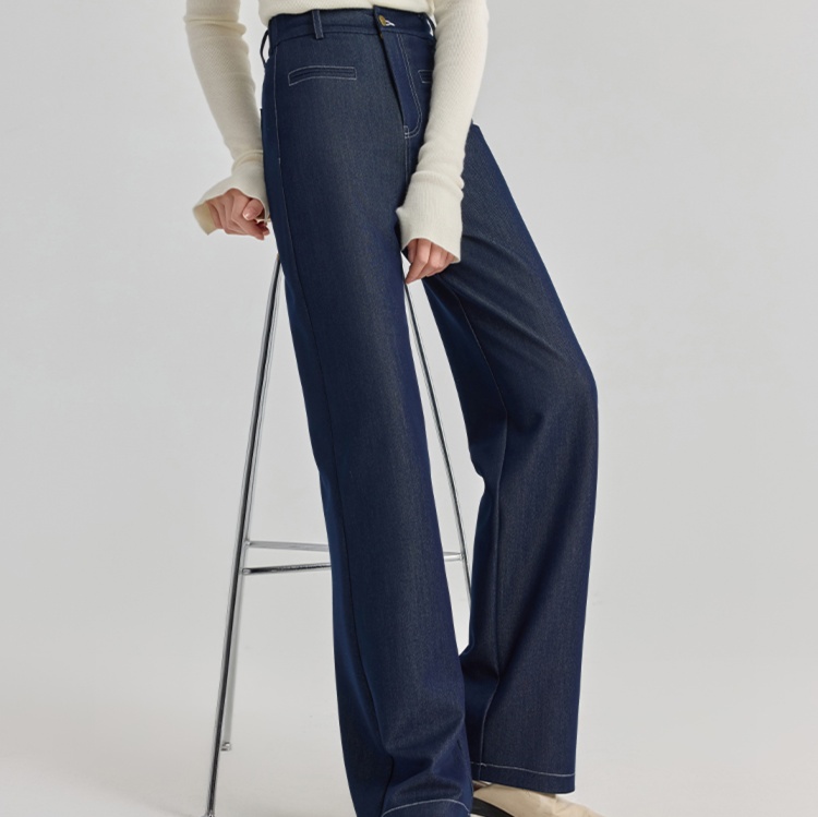 レディースジーンズパンツ 贅沢シルエット ゆったりストレートデニム