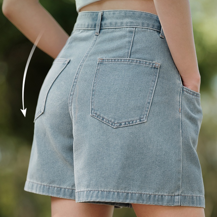 レディースジーンズパンツ すっきりシルエット 上品ショートパンツ