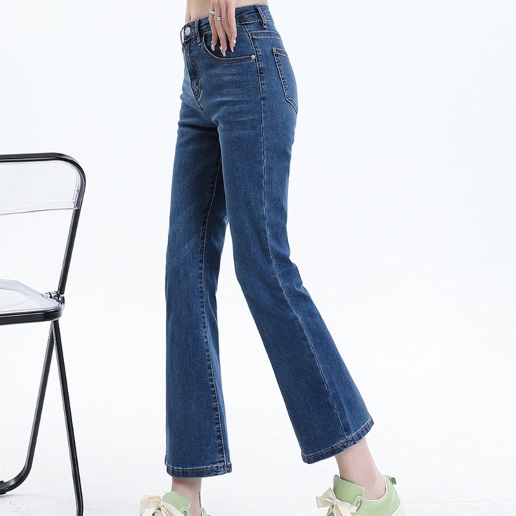 レディースジーンズパンツ 美脚ストレートデニムパンツ