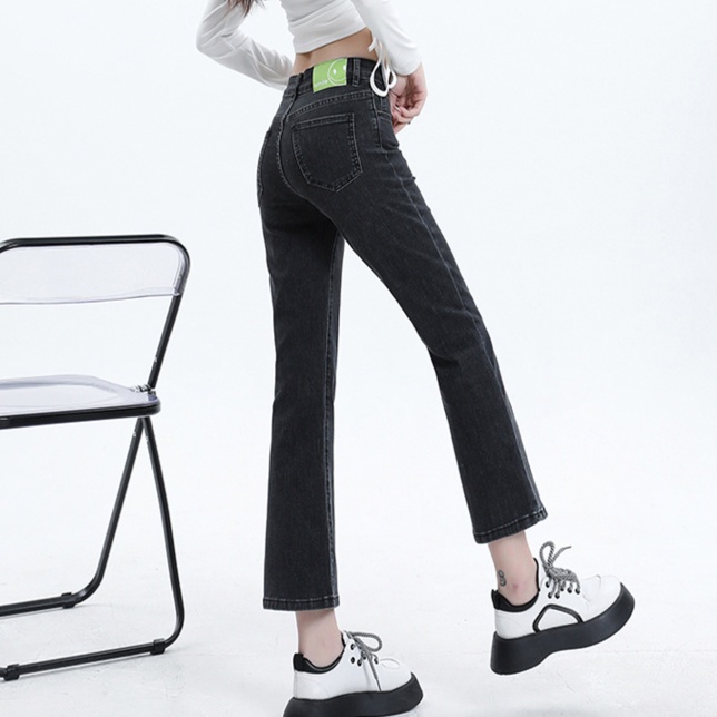 レディースジーンズパンツ 美脚ストレートデニムパンツ